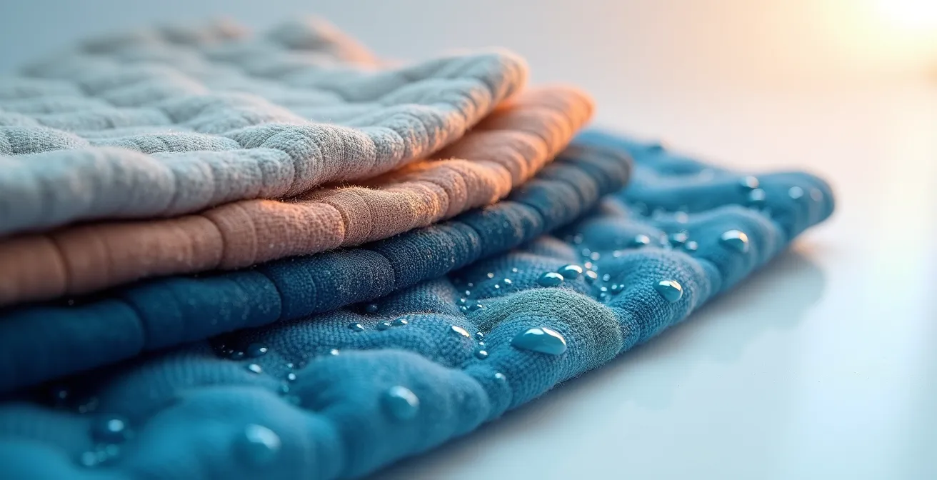 Démonstration visuelle du système des trois couches pour le ski avec détails techniques