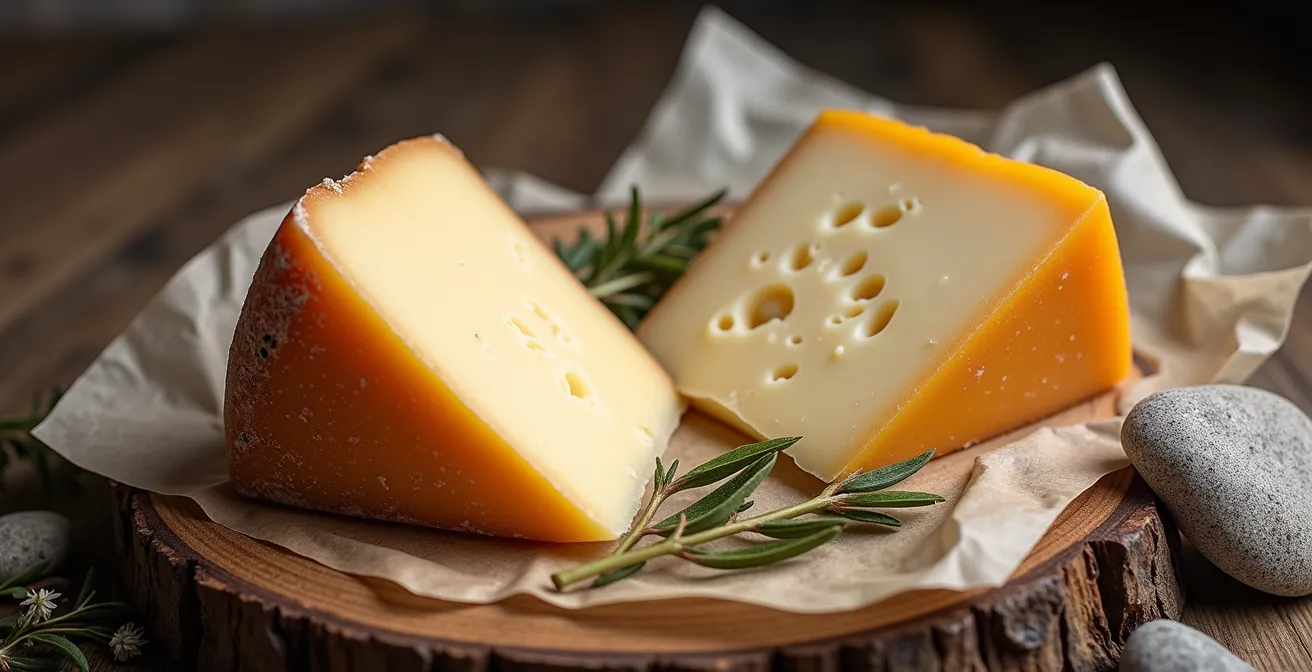 Tome des Bauges et Tomme de Savoie côte à côte montrant leurs différences